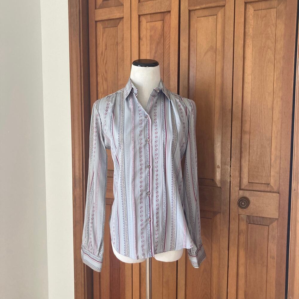 Vintage Stuart Lang Print Buttondown Blouse, Size 5/6